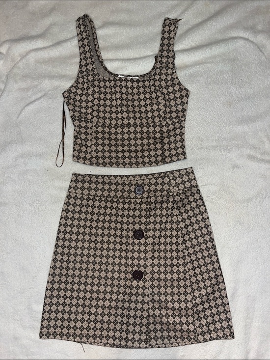 Pink Rose Dresses & Skirts - Brown two piece set Skirt and Top - Women's